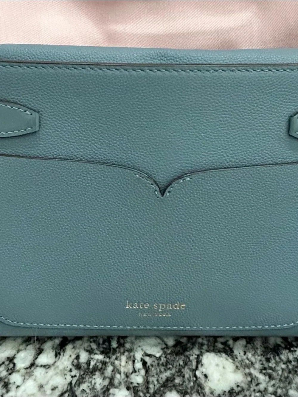 kate spade light blue leather crossbody with gold hardware